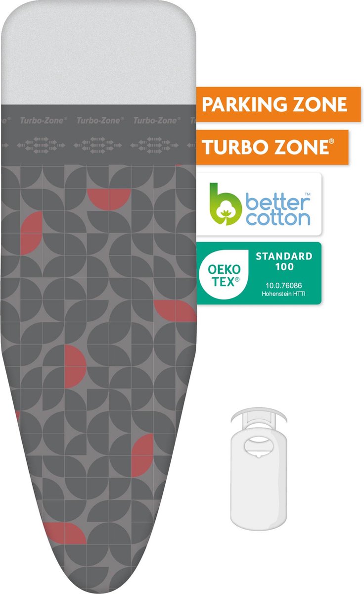 Goedkoopste Laundryspecialist Strijkplankhoes met glijzone & hittebestendige parkeerzone - 3 laags - maat S/M voor een breedte van 32 tot 37 cm en een lengte van 110 tot 115 cm