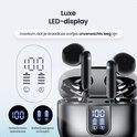 Zwart oplaaddoosje met luxe LED-display met 100% batterijniveau.