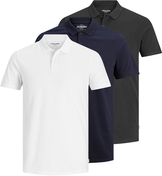 JACK&JONES JJEBASIC POLO SS 3PK MP NOOS Polo Homme - Navy Blazer W. White+ Noir