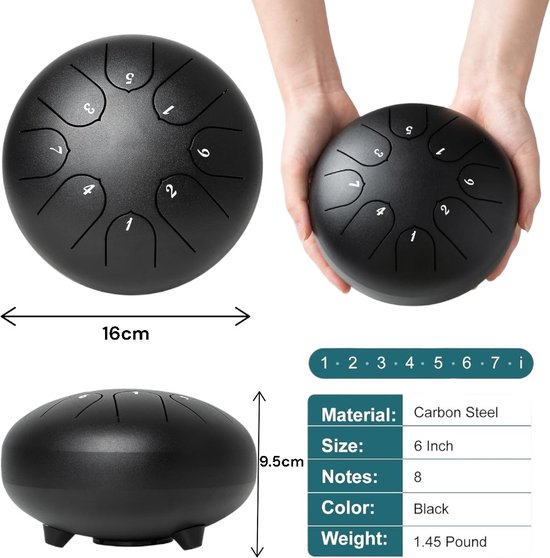 Mini Tambour De Pluie En Acier - Instrument Méditation Et Relaxation 7.6cm