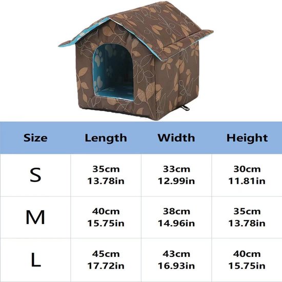 Madame Jones Maison pour chat d'extérieur résistante à l'hiver, imperméable et chaude, pliable avec kussen amovible pour animaux de la rue - Extérieur - Résistant à l'hiver - Imperméable - Pliable - Chaud.