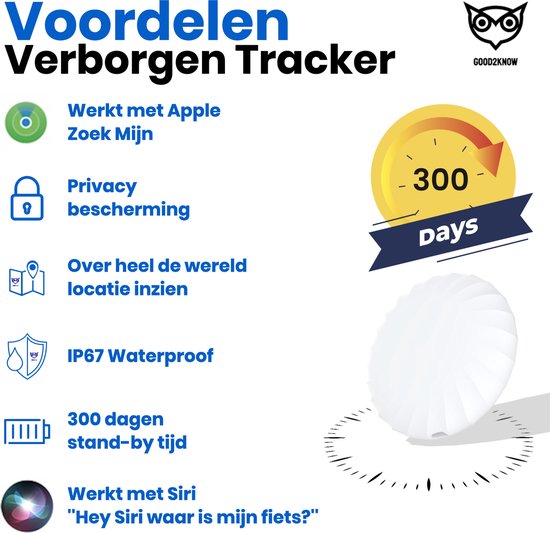 Good2know Gps Tracker Fiets met FindMy tracker – Inclusief Tag – Fiets tracker – Fiets Gps – Geschikt voor Apple – Verborgen als fietsreflector