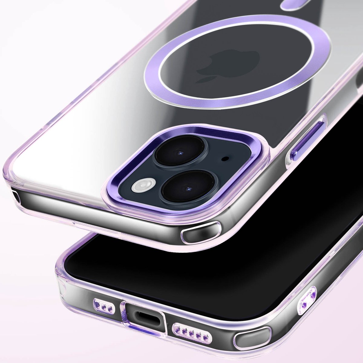Avizar MagSafe hoesje Geschikt voor Apple iPhone 15 Crystal Color achterkant, Paars