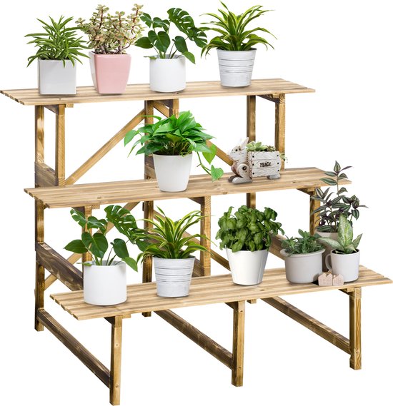 Outsunny Plantenetagere Bloementrap Plantenrek Bloemenbank Standaard 3 Trappen Vurenhout Outsunny Plantenetagere Bloementrap Plantenrek Bloemenbank Standaard 3 Trappen Vurenhout