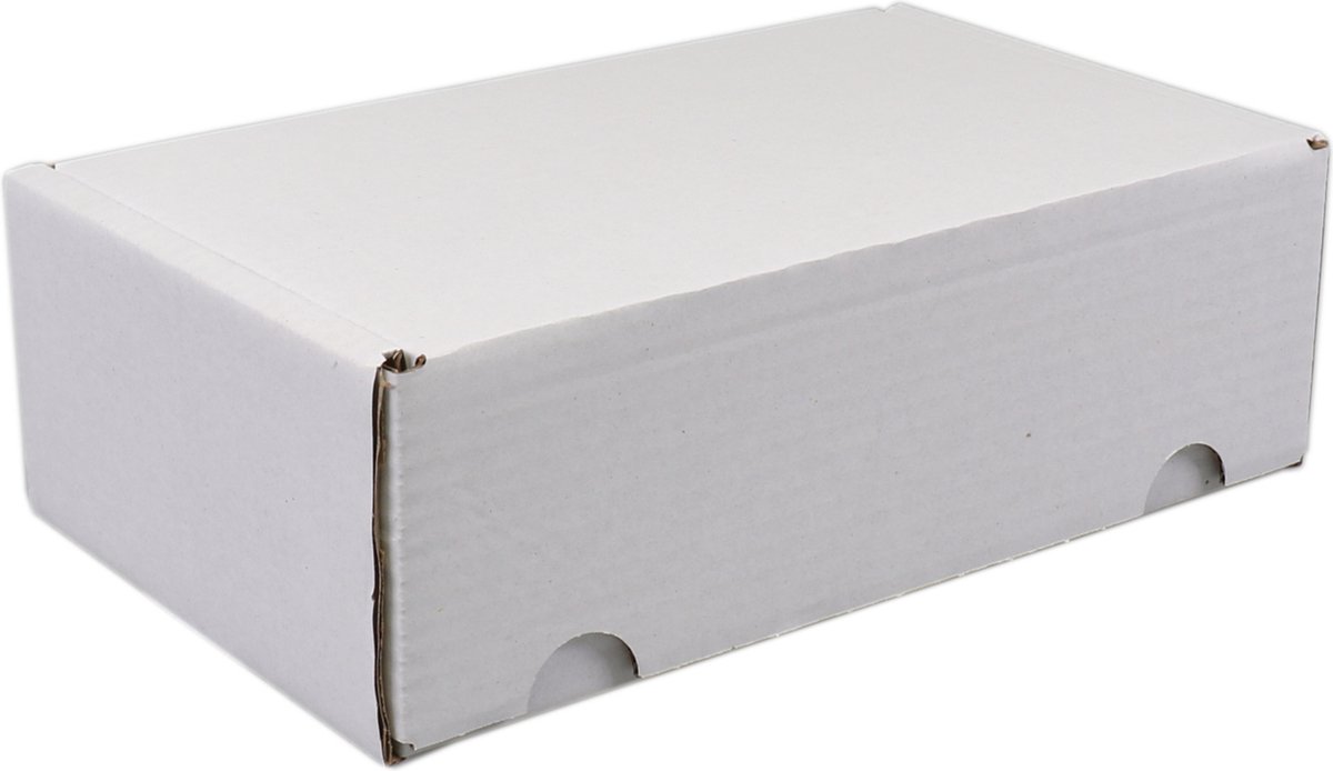 Postpakketdoos golfkarton 130x210x70mm gestanst wit 25 stuks