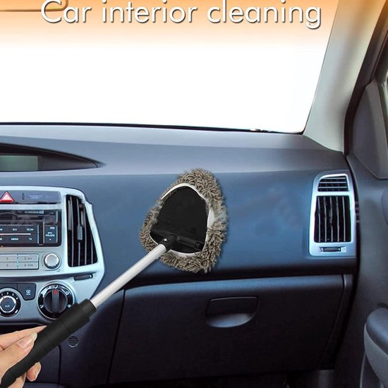 Nettoyeur Vitres Voiture Télescopique - Kit Avec 6 Lingettes Microfibre, 2 Spray Et Poignée Rotative 180°