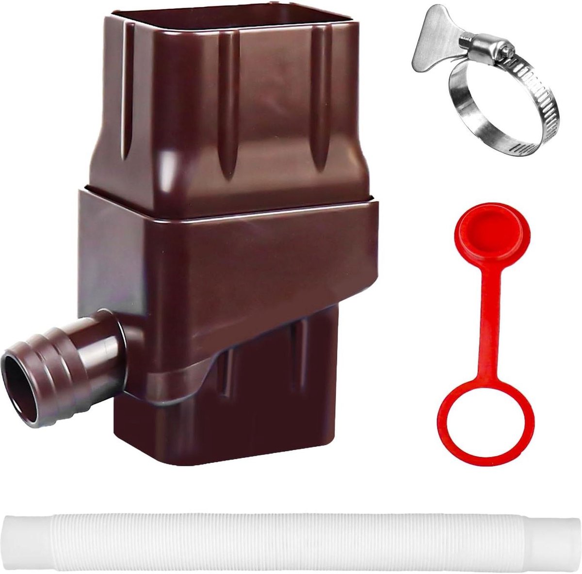 Downspouts Diverter Regentonomleidingsset voor 2x3 Standaard Goot - Verstelbare Capaciteit - Bruin .