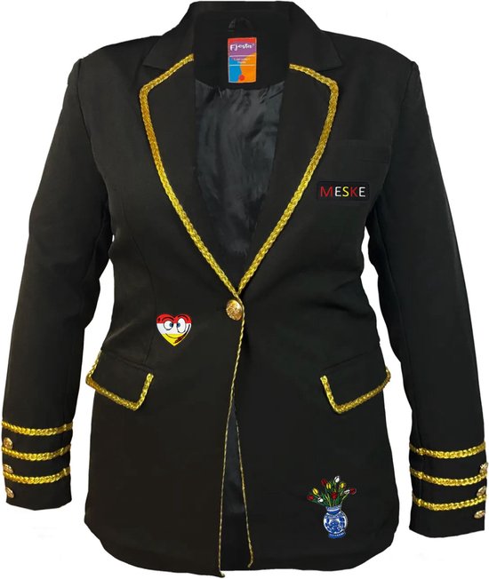 Fjesta© Oeteldonk jasje met emblemen – Luxe – Dames - Maat XL - Carnavalskleding Dames - Carnaval