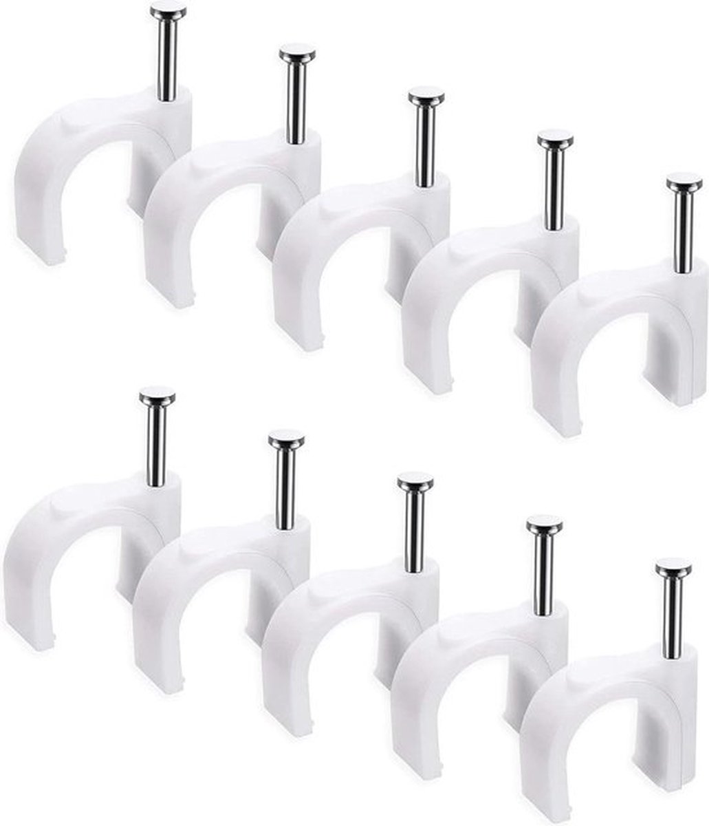 Kabelklemmen nagelklemmen - bevestigingsclips met spijker - kabelclips voor krachtstroomkabels - 100 stuks 7 mm wit