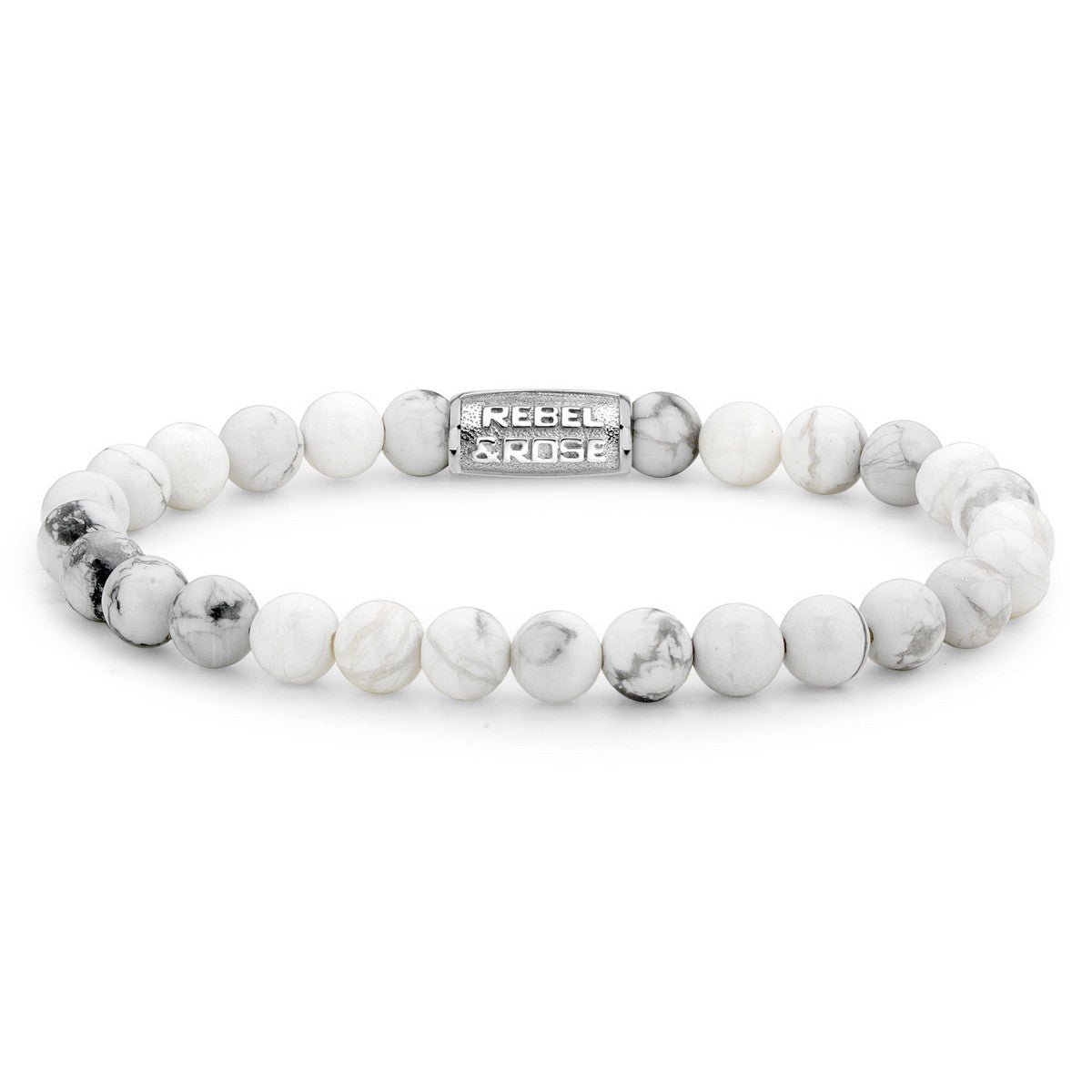 Rebel & Rose Virgin White Armband RR-60016-S – Wit Howliet 6mm