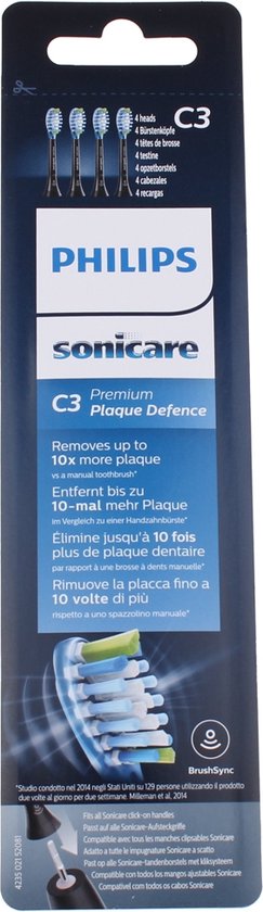 Verpakking van een Philips Sonicare C3 Premium Plaque Defence opzetborstel.