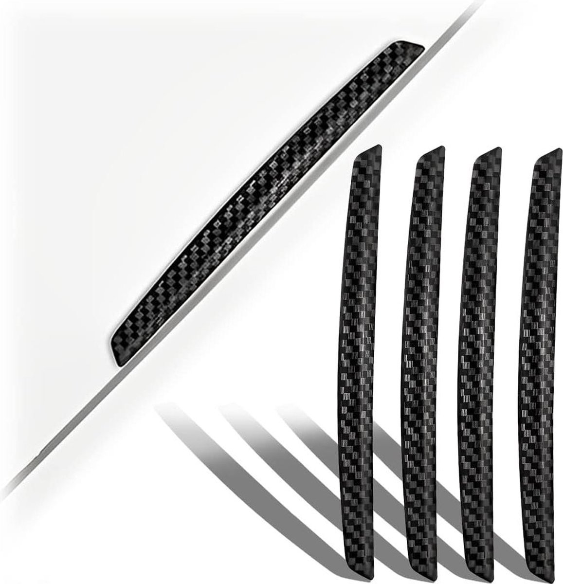 Autodeurrandbeschermers van koolstofvezel voor decoratie en bescherming - Set van 4 - Anti-stoot en anti-kras - Universele autospiegelrandbescherming .