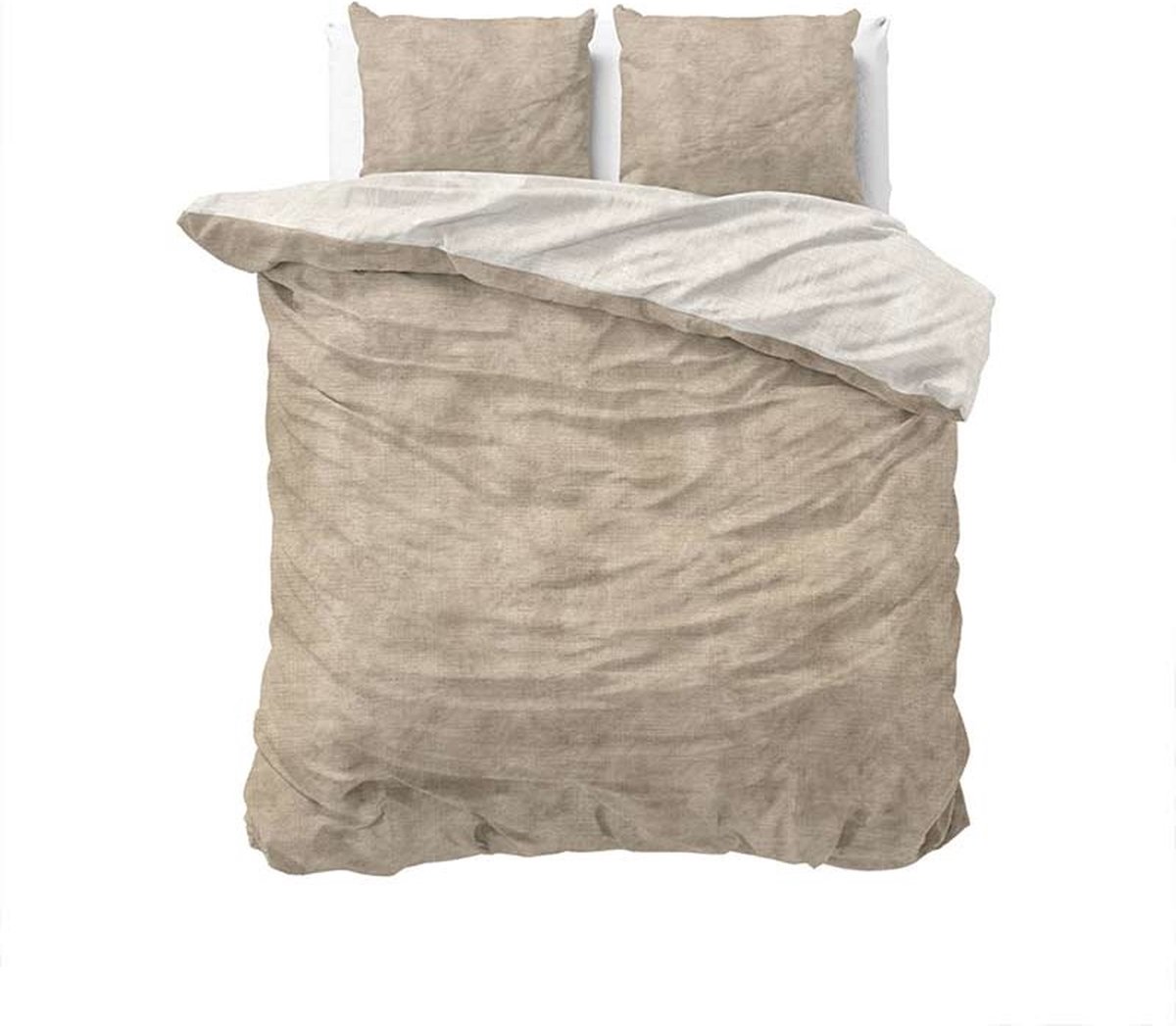 Sleeptime Flanel Twin Washed Cotton Dekbedovertrekset - Lits-Jumeaux - 240 x 200/220 + 2 kussenslopen 60x70 - Taupe Washed Taupe
