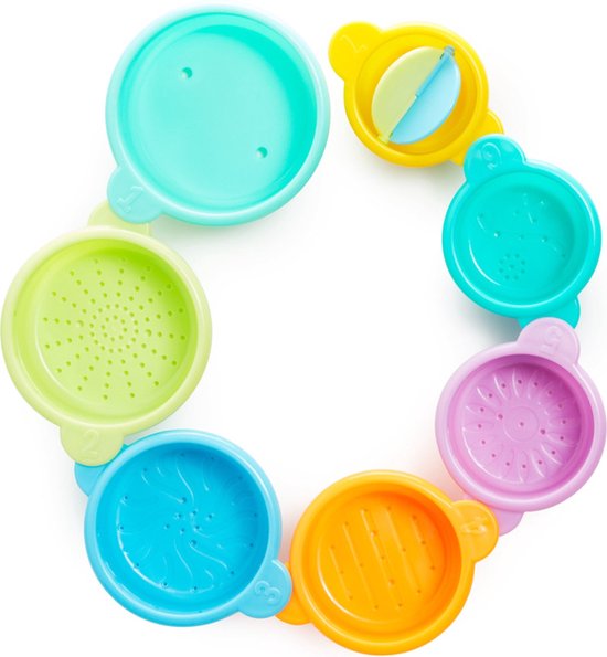 Munchkin Badspeelgoed - Connect A Cup - Vrolijke Badbekertjes - Badspeelgoed voor Jongens en Meisjes - Leerrijk voor Kinderen - Vanaf 9 Maanden - 7 bekertjes voor in bad
