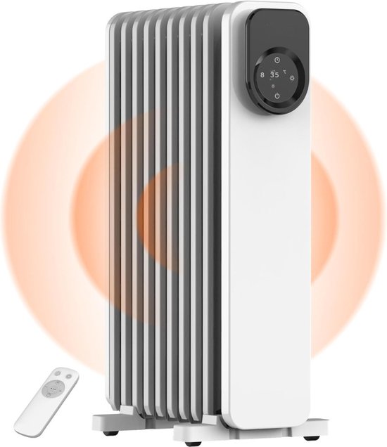 Foto: Ny2009 24ur olieradiator mobiele elektrische verwarming met 9 ribben afstandsbediening led touchscreen thermostaat 4 modi en oververhittings en kantelbeveiliging
