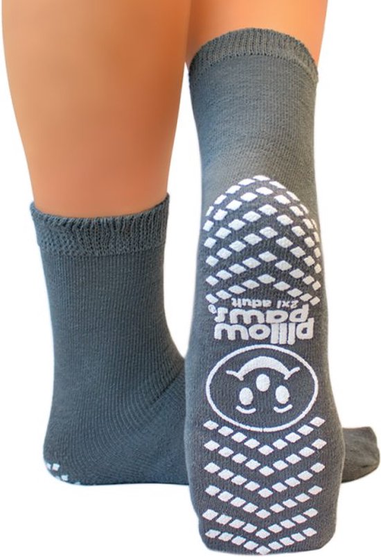 Chaussettes antidérapantes - Chaussettes d'hôpital - Sans latex - Large - 43/48 - Grijs clair