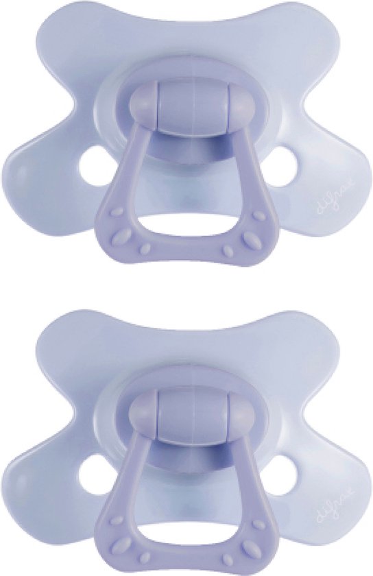 Deux sucettes Difrax Dental bleu clair, 18+ mois.