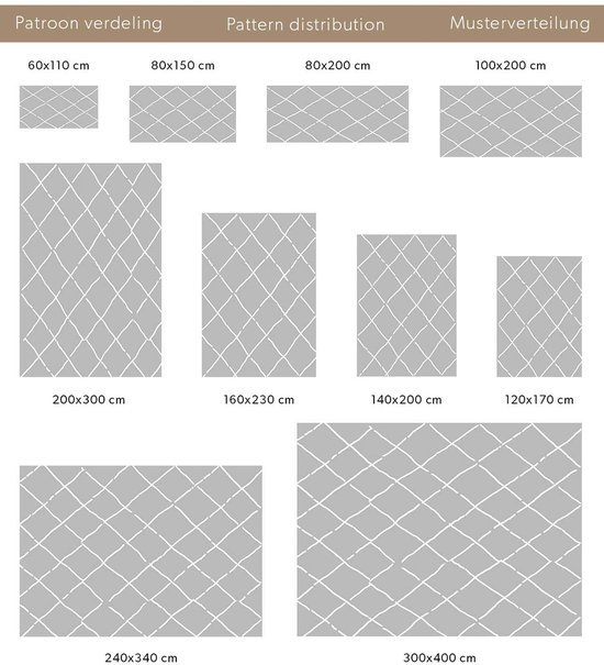 Tapis à poils longs windows Artisan - gris/blanc 240x340 cm