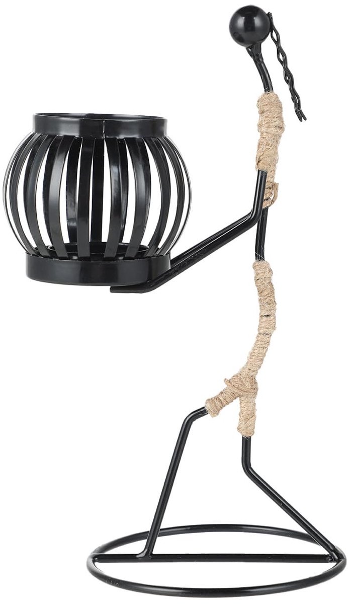 My Ninki ® Kandelaar van Metaal met Modern Design voor Stijlvolle Tafeldecoratie en Theelichtjes Zwart