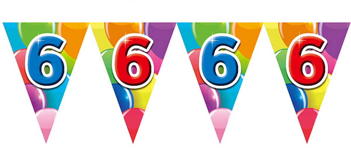 2x Vlaggenlijn 6 jaar 10 meter dubbelzijdig bedrukt - Verjaardag Feestje Vlag Vlaggen Versiering Slinger Feestdecoratie Decoratie
