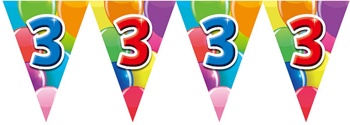 2x Vlaggenlijn 3 jaar 10 meter dubbelzijdig bedrukt - Verjaardag Feestje Vlag Vlaggen Versiering Slinger Feestdecoratie Decoratie