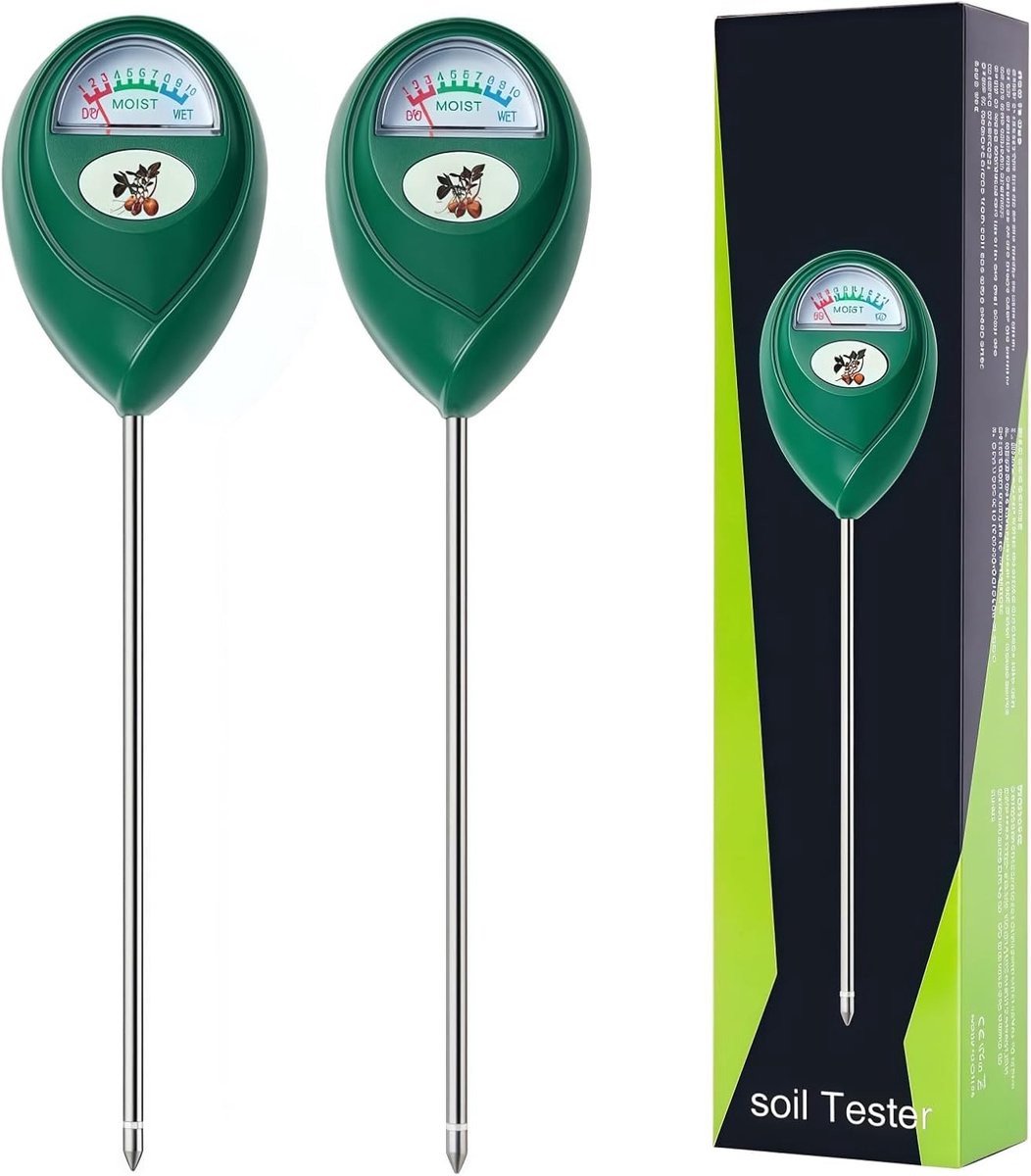 Bodemvochtigheidsmeter voor Tuin en Moestuin - Nauwkeurige Grondvochtmeter, Compact en Licht, Perfect voor Binnen en Buiten - 2 Stuks