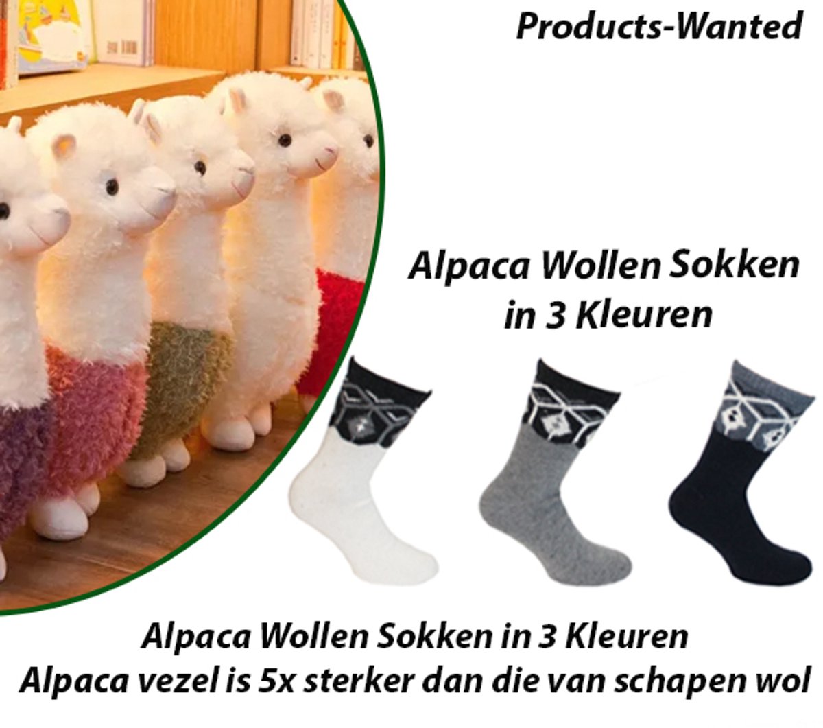 Wollen Alpaca 6-Paar Sokken in 3 Kleuren 39-42