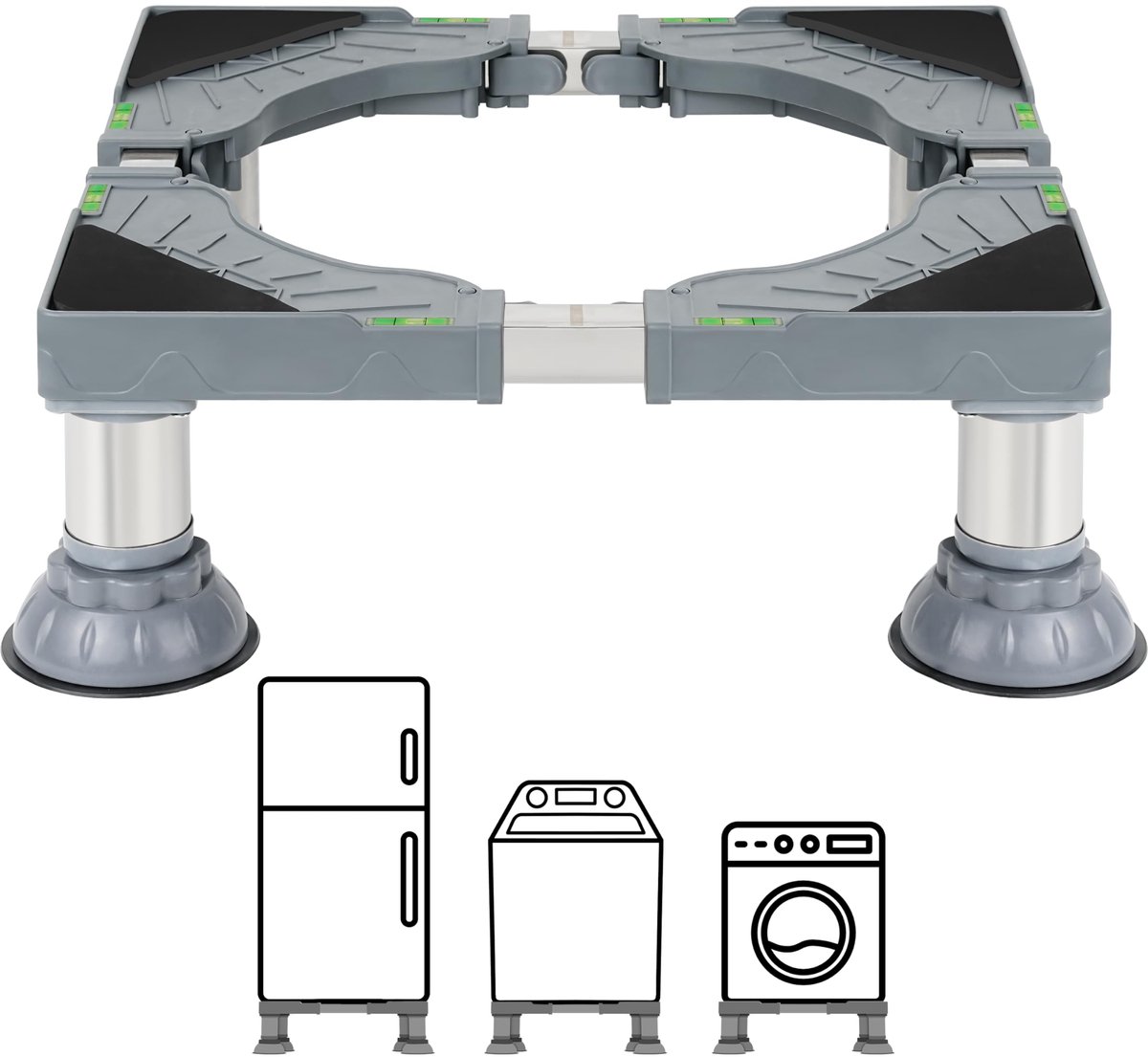 My Ninki ® Universeel Verstelbaar Onderstel voor Huishoudelijke Apparaten, Geschikt voor Wasmachines, Droger en Mini-Koelkasten