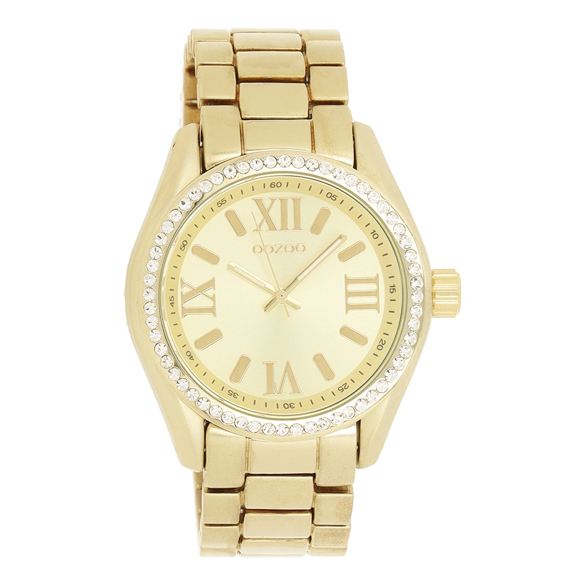 OOZOO Timepieces - Goudkleurige horloge met goudkleurige roestvrijstalen armband - C5727