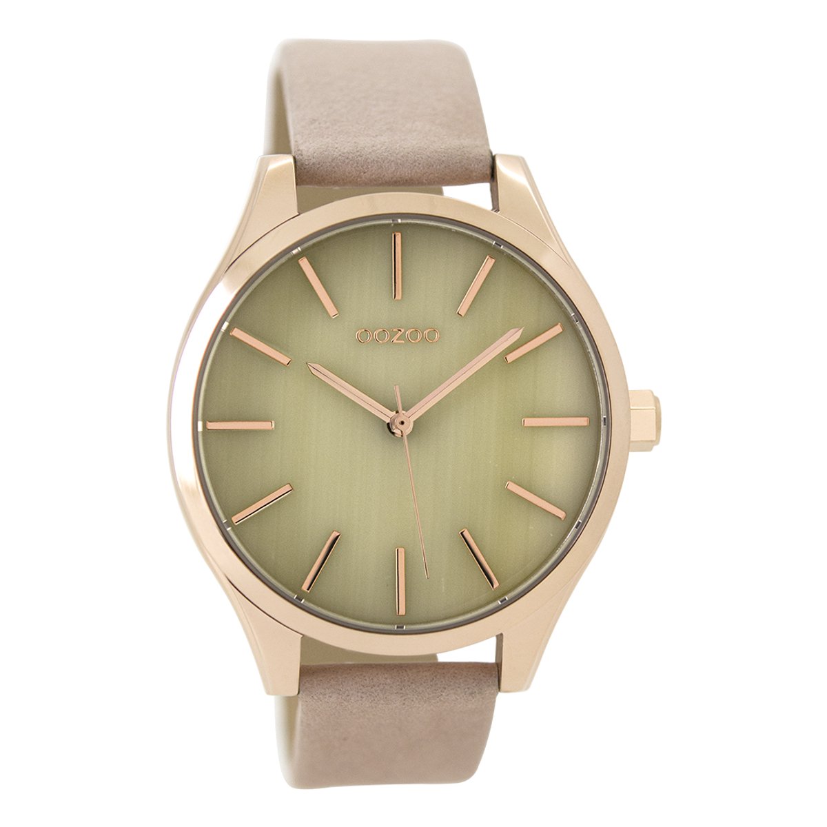 OOZOO Timepieces - Zilverkleurige horloge met oud roze leren band - C9502