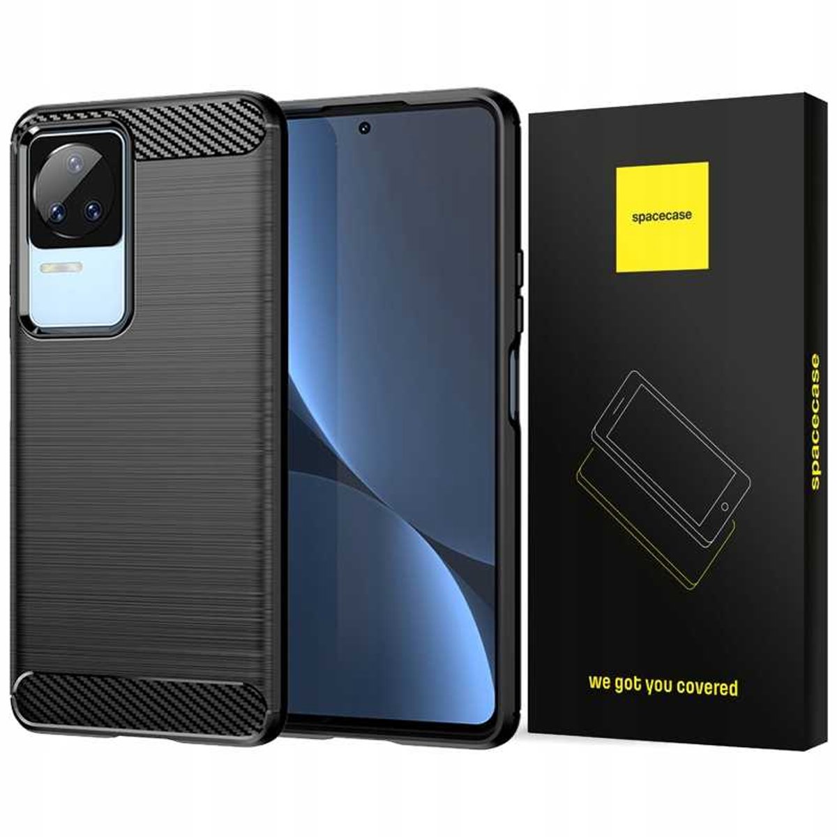 Spacecase Carbon Case Voor Poco F4 Zwarte Bescherming
