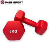 Bol.com Padisport - Dumbells 6 Kg - Halter - Gewichten Set Halters - Gewichten 6 Kg - Rood - Gewichten - Dumbells - Halters - Ge... aanbieding
