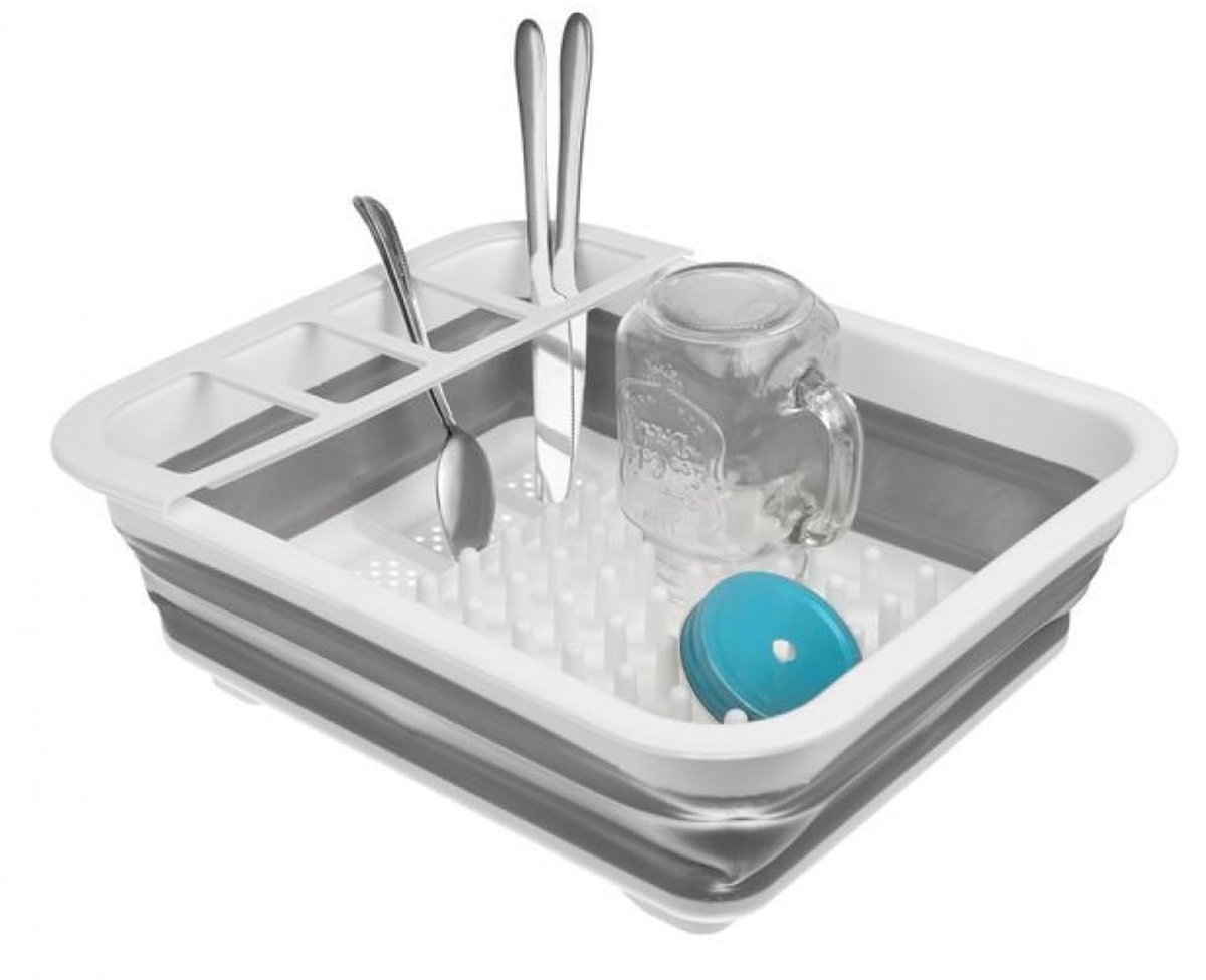 My Ninki ® Opvouwbaar Keuken Afdruiprek met Meerdere Compartimenten voor Servies en Bestek