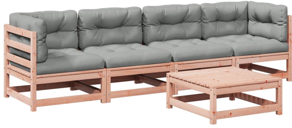 The Living Store 5-delige Loungeset met kussens massief douglas vurenhout - Loungeset - Tuinset - Houten Lounge - Buitendecoratie - Garden Furniture