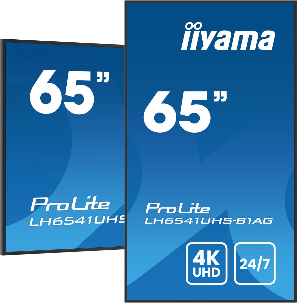 Iiyama LH6541UHS-B1AG professioneel digitaal signage display, 163,8 cm, 4K Ultra HD, 500 cd/m², zwart, 24/7.