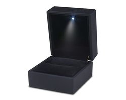 LED Ring Doos - Luxe Sieraden Opslag Case - Zachte Flannelette Ring Houder - Stevige Verlovingsring Doos - Voor Gifts & Proposes - Zwarte Kleur