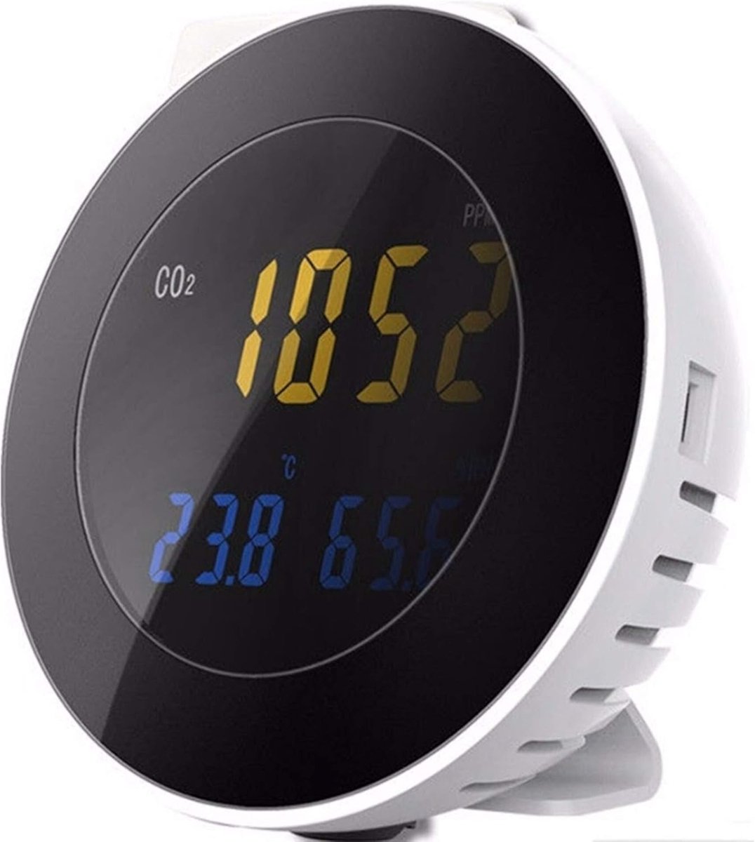 CO2-meter met Alarm - Kooldioxide Detector, Temperatuur- & Vochtigheidsweergave, Meetbereik 0 tot 9999 ppm