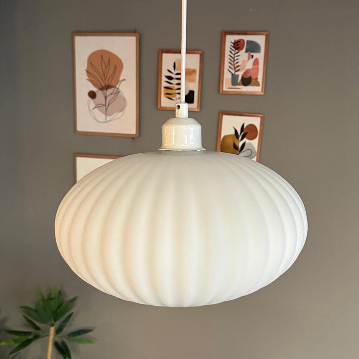 Bamyum Elegant hanglamp, industriële Modern stijl, Ø20 cm, wit metalen lamp
