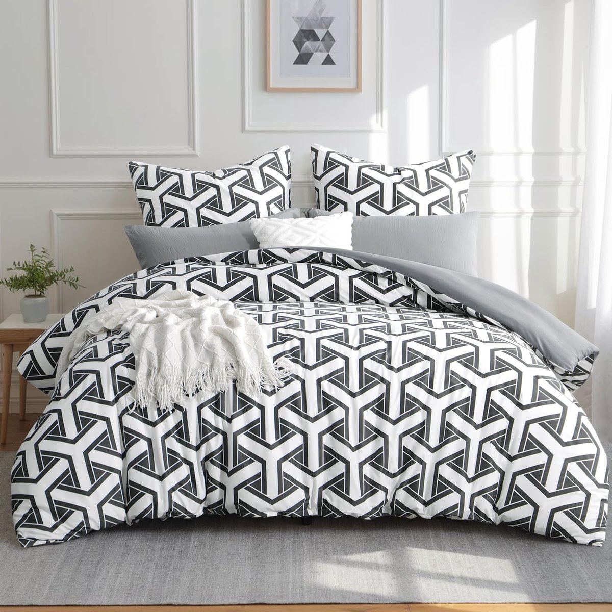 My Ninki ® Beddengoedset met Modern Geometrisch Design en Zachte Microvezel voor Optimaal Slaapcomfort
