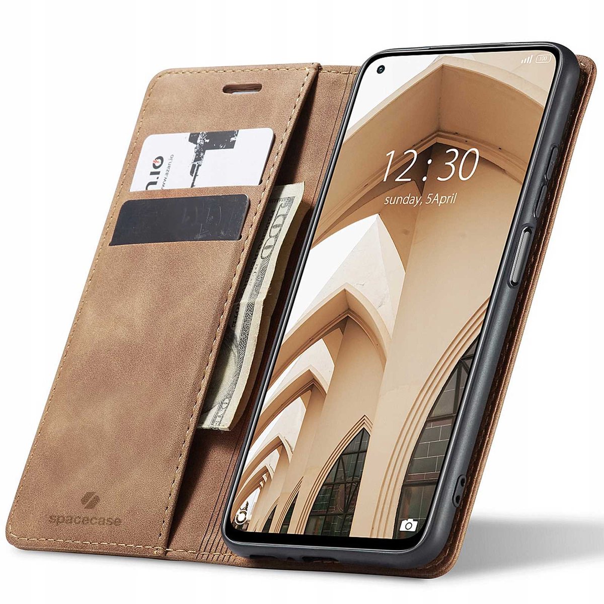 Spacecase Case Wallet Cover Voor Xiaomi Mi 10T 10T Pro Lichtbruin