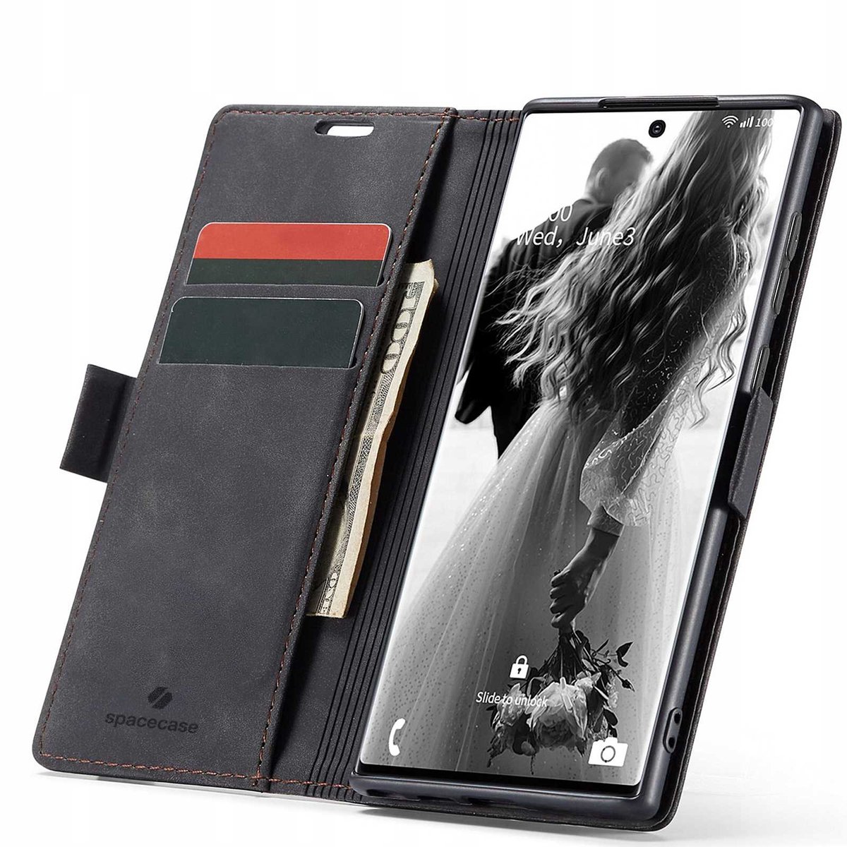 Spacecase Case Galaxy Note 20 Ultra Sc Portefeuille Zwart