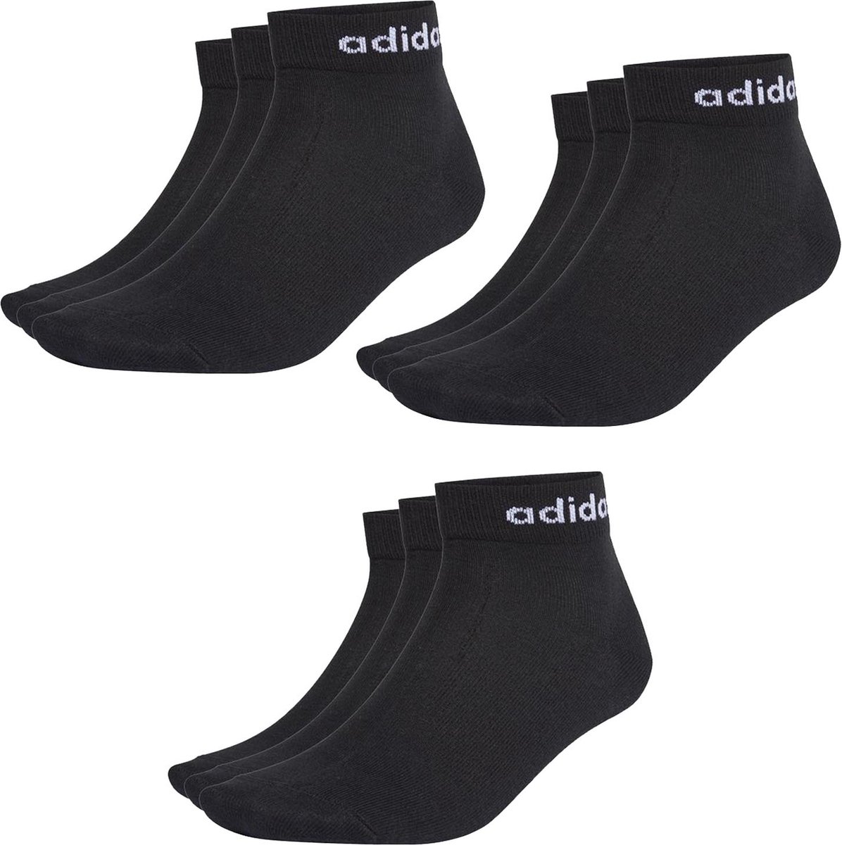 SOKKEN 9 paar adidas NC Ankle Performance Sneaker Quarter Socks unisex korte sokken Zwart