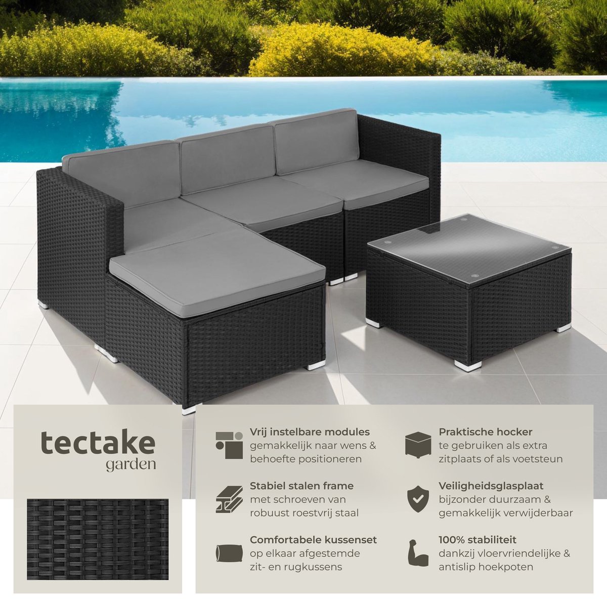tectake tectake Wicker Lounge Tuinmeubelset - afbeelding 4