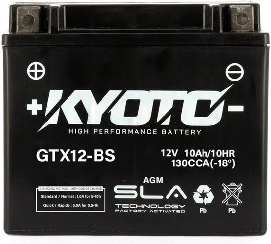 batterij sla kyoto voor scooter aprilia 300 scarabeo ie 2009 tot 2013 ytx12-bs sla / 12v 10ah nieuw