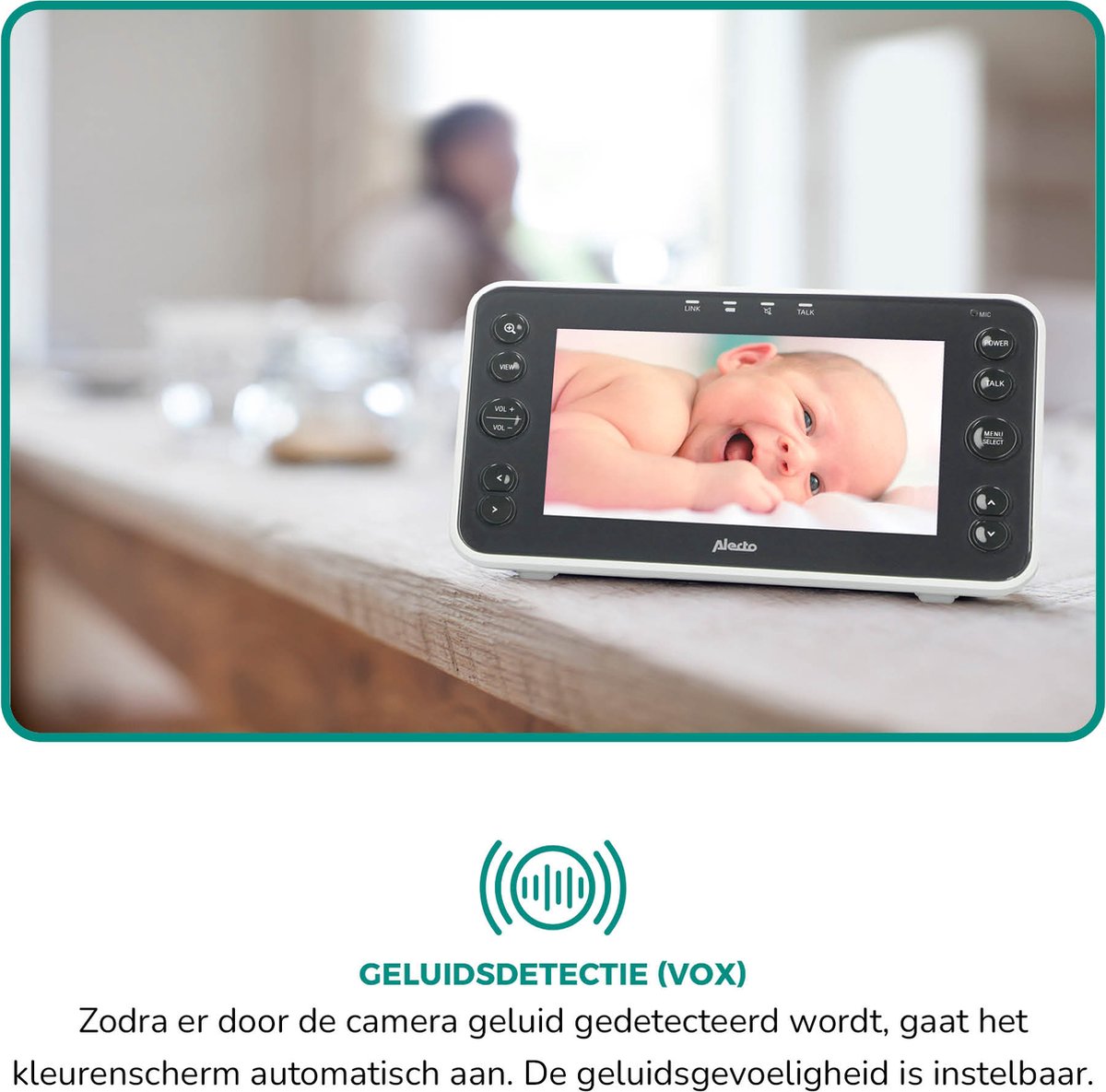 Afbeelding 3 van Alecto DVM200XL - Babyfoon met Camera - Groot 5" Kleurenscherm - Op afstand Beweegbaar - Wit