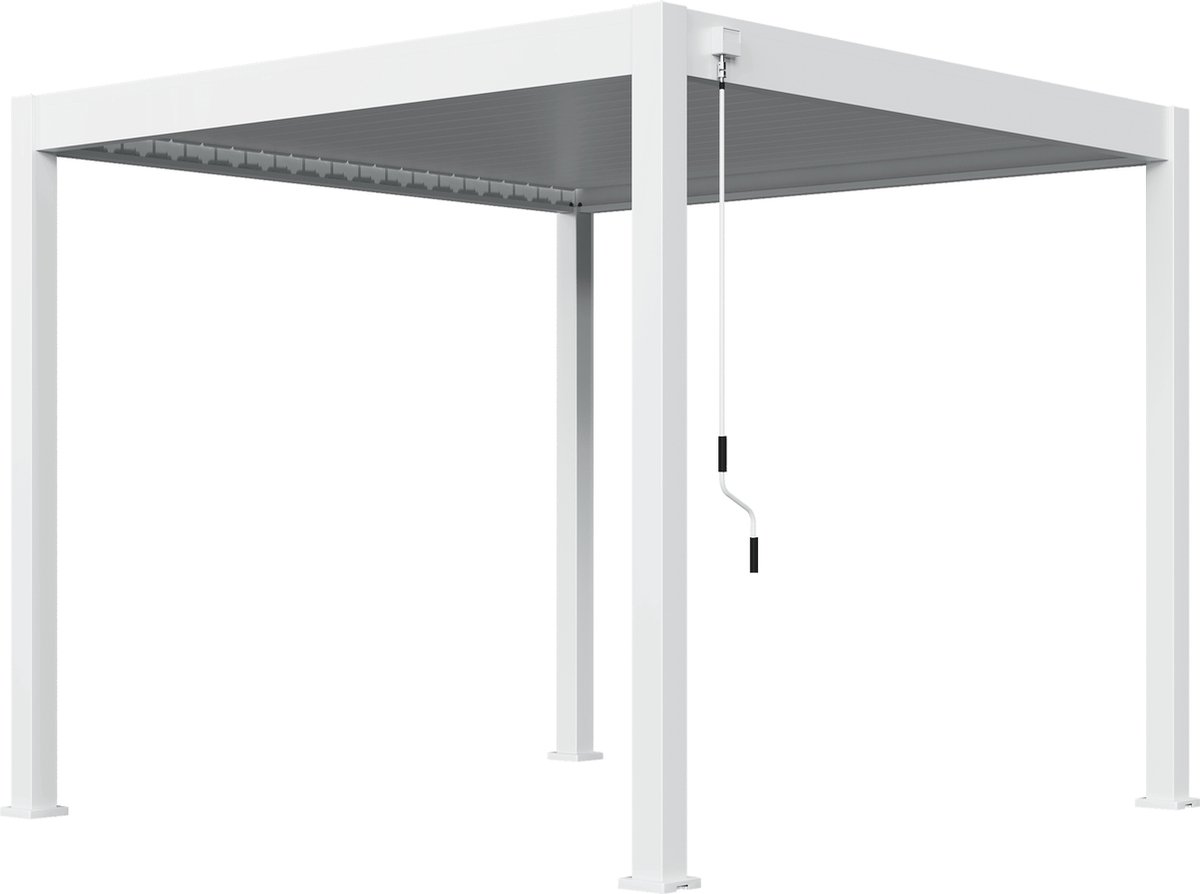 Orion terrasoverkapping - 300x300 cm - Wit - Luxe / Vrijstaande / Aluminium lamellen overkapping - Tuinprieel / Carport / Veranda / Pergola