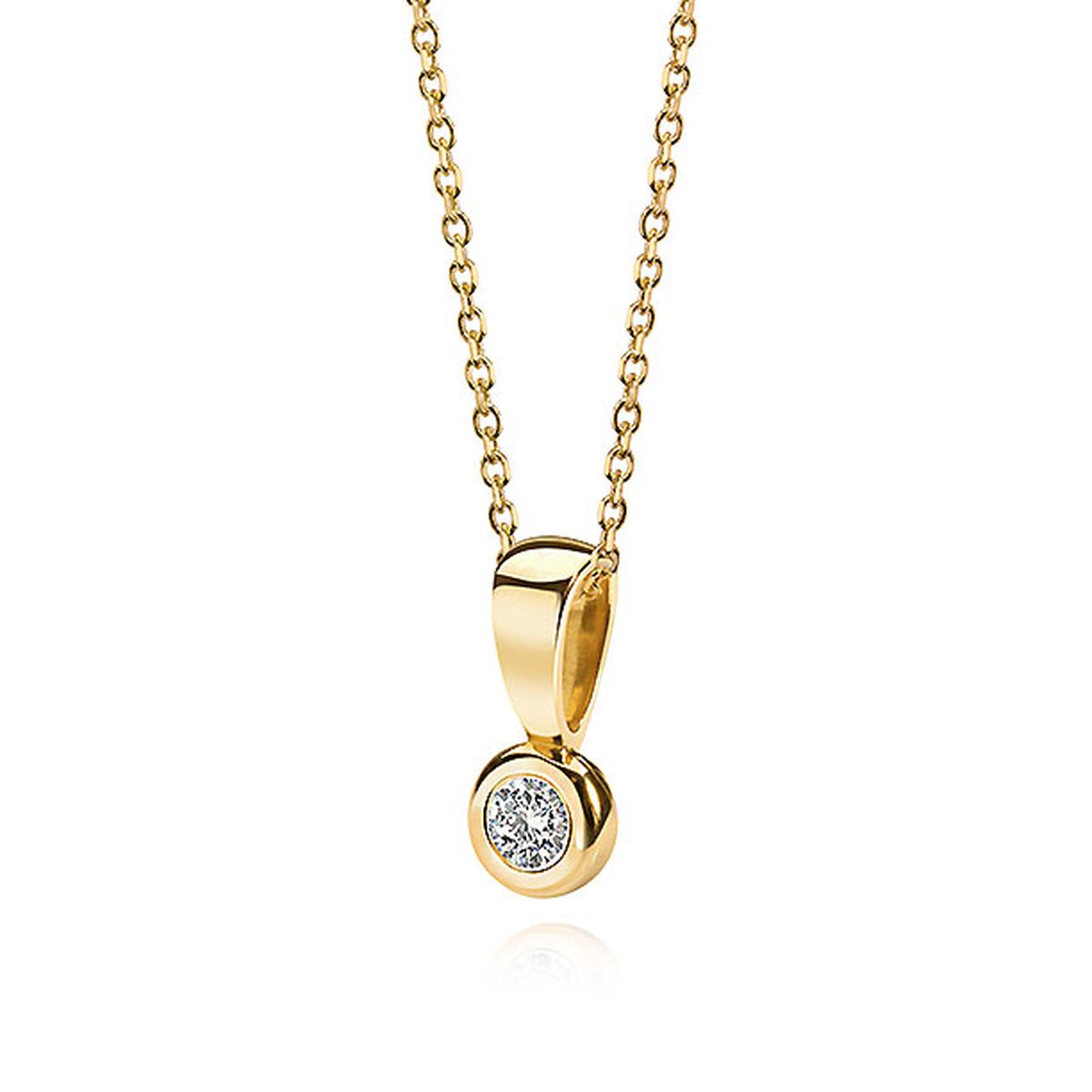 Lovebird LB115 - Gouden collier met briljant - Dames - 42 cm - Diamant - 2,5 mm - Briljant Geslepen - 0,05 Karaat - 14 Karaat Goud