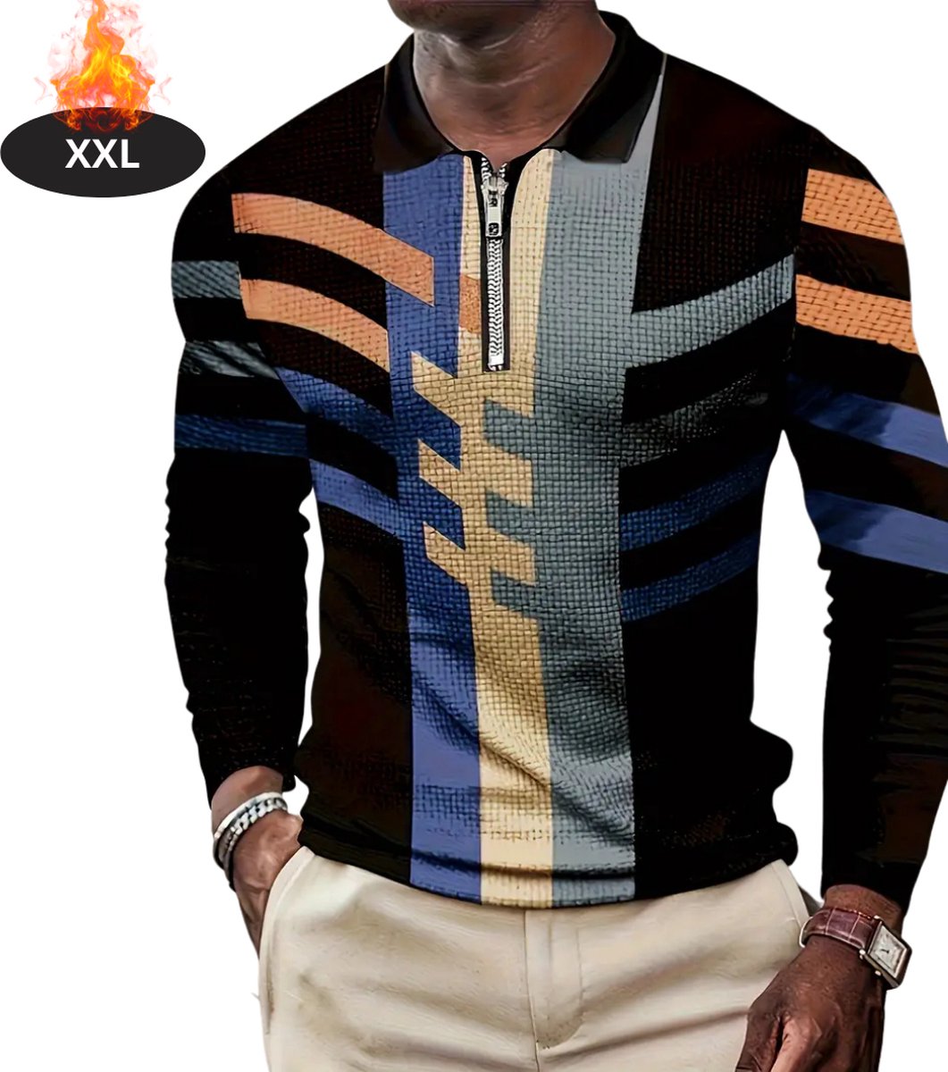 Nivard Poloshirt Heren T-Shirt Heren Shirt Overhemd Polo Shirt Lange Mouwen Zee Blauw