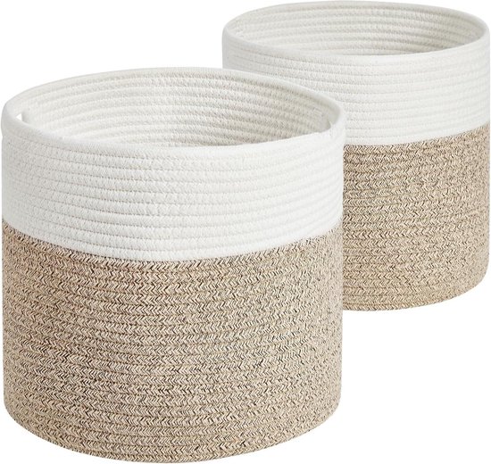 HMF Opbergmand met verborgen handgrepen, set van 3, mand van katoen, 37,5 x 25 x 22,5 cm, zwart-honing HMF Opbergmand met verborgen handgrepen, set van 3, mand van katoen, 37,5 x 25 x 22,5 cm, zwart-honing