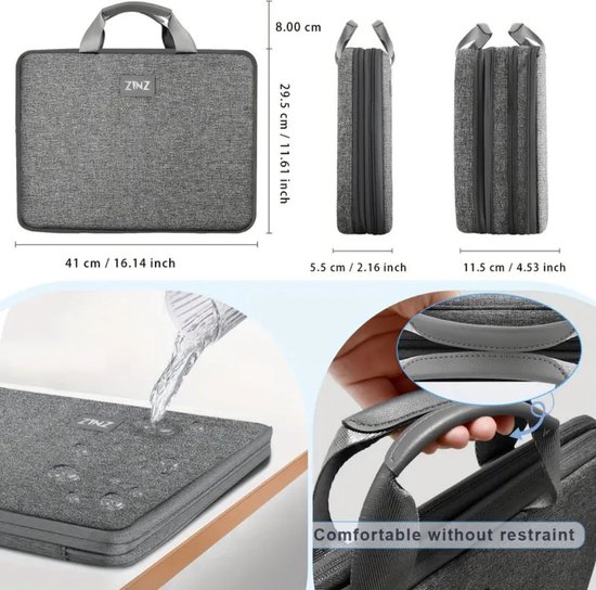 Livano Sacoche pour ordinateur portable antichoc - Housse pour ordinateur portable - Sac à dos - Sac à bandoulière - Housse pour ordinateur portable - Sac de bureau - Femme et homme - 16 pouces - Gris foncé / Oranje